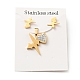 Heartbeat Stud Earrings with 316 Stainless Steel Pins and Crystal Rhinestone Pendant(SJEW-F218-01G)-7
