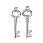 Alloy Pendants, Crown Skeleton Key Charms, Platinum, 40.5x12.5x3.5mm, Hole: 2.5mm, about 434pcs/1000g(FIND-C094-27A-P)