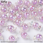 30Pcs Transparent Acrylic Beads, Bead in Bead, AB Color, Candy, Violet, 11.5x21.5x11.5mm, Hole: 2.5mm(TACR-YW0002-36B)