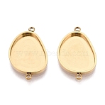 304 Stainless Steel Connector Cabochon Settings, Nuggets, Ion Plating(IP), Real 18K Gold Plated, Tray: 16x13mm, 22.5x15x2mm, Hole: 1.4~1.5mm(STAS-Q113-36G)