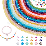 24 Strands 6 Styles Electroplate Glass Beads Strands, Faceted, Rondelle, Mixed Color, 4x3mm, Hole: 0.4mm, about 113~115pcs/strand, 41~42cm, 6 styles, 2 strands/style, 12 strands(EGLA-GA0001-33)