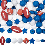 Ball Theme Food Grade Eco-Friendly Silicone Beads, Mixed Color, 27x13x14mm, Hole: 2mm, 4pcs(SIL-SC0002-77)