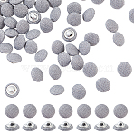 100Pcs 1-Hole Aluminum Buttons, with Polyester Covered, Clothes Coat Down Jacket Buckle, Platinum, Gray, 10x6mm, Hole: 1.2mm(DIY-NB0007-77A)