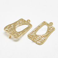 Brass Links connectors, Real 18K Gold Plated, 26.5x16.5x1mm, Hole: 1.5mm(KK-S347-134)