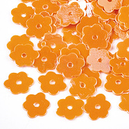 Ornament Accessories, PVC Plastic Paillette/Sequins Beads, Flower, Dark Orange, 6x7~7.5x0.4mm, Hole: 1mm, about 34300pcs/490g(PVC-S033-07D)