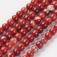 Natural Brecciated Jasper Bead Strand, Round, 3mm, Hole: 0.8mm, about 127pcs/strand, 15.7 inch(40cm)(G-G680-42)