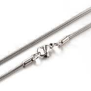 304 Stainless Steel Snake Chain Necklaces, Stainless Steel Color, 17.7 inch(45cm), 2mm(STAS-M174-005P-2.0)