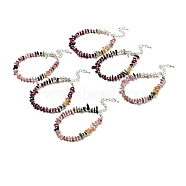 Natural Tourmaline Chips Beaded Bracelet, Gemstone Jewelry for Women, Mixed Color, 6-3/4 inch(17.2~17.4cm)(G-D470-13S)