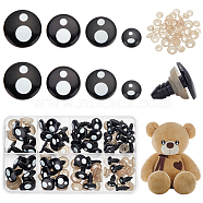 Elite 54 sets 4 Style Plastic Doll Eyes, Craft Safety Eyes, for Crafts, Crochet Toy and Stuffed Animals, Flat Round, Black, 11~17x12~16mm, Pin: 5~6mm, 54 sets/box(FIND-PH0018-05)