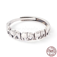 Elephant 925 Sterling Silver Adjustable Rings for Men Women, Antique Silver, US Size 9(18.9mm)(STER-G032-03AS)