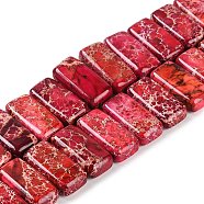 Natural Imperial Jasper Beads Strands, Dyed, Rectangle, Crimson, 20.5x10.5x6mm, Hole: 1.1mm, about 20pcs/strand, 8.07 inch(20.5cm)(G-L604-F01-01F)