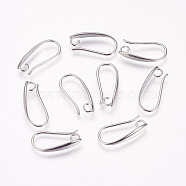 Brass Earring Hooks, with Horizontal Loop, Real Platinum Plated, 19x3x1mm, Hole: 2.5mm, 21 Gauge, Pin: 0.7mm(KK-P076-01)