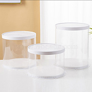 Clear Plastic Tall Cake Boxes, Bakery Cake Box Container, Column with Lids Suitable for 8 Inch 2 Tier Cake, White, 265x250mm(BAKE-PW0001-453A-J-01)