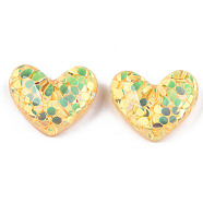 Acrylic Cabochons, with Glitter Sequins, Heart, Champagne Yellow, 19.5x24x9mm(OACR-R251-02F)