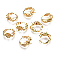 Brass Hoop Earring Findings,  for Half Drilled Bead, Cadmium Free & Nickel Free & Lead Free, Ring, Real 18K Gold Plated, 16x14x6.5mm, Pin: 1mm, Pin: 1mm(for half drilled beads)(X-KK-N233-139)