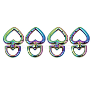 Rainbow Color Zinc Alloy Swivel Lobster Clasps, Swivel Snap Hook, Heart, 47mm(PURS-PW0005-069M)