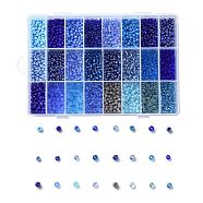 288G 24 Colors Glass Seed Beads, Round, Mixed Color, 6/0, 4~5x2.5~4.5mm, Hole: 1.2~1.5mm, 12g/color(SEED-JQ0005-01E-4mm)