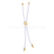 Twisted Nylon Cord Silder Bracelets, Link Bracelet Making for Connector Charm, with Long-Lasting Plated Golden Brass Cord End & Alloy Tree of Life, White, 8-3/4~8-7/8 inch(22.2~22.6cm), Hole: 2mm(DIY-B066-03G-07)