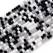 Glass Beads Strands, Faceted, Rondelle, Black, 2~3.2x1.8~2.6mm, Hole: 0.8mm, about 185~186pcs/Strand, 15.55~15.75 inch(39.5~40cm)(GLAA-F106-B-15)