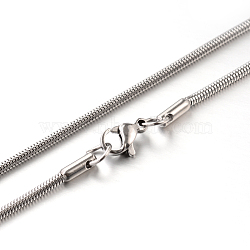 304 Stainless Steel Snake Chain Necklaces, Stainless Steel Color, 17.7 inch(45cm), 2mm(STAS-M174-005P-2.0)