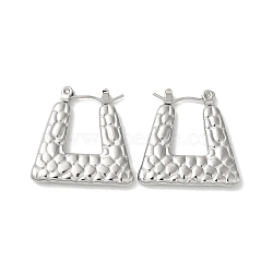 304 Stainless Steel Hoop Earrings for Women, Trapezoid, Stainless Steel Color, 22x22.5x3mm(EJEW-Z026-27P)