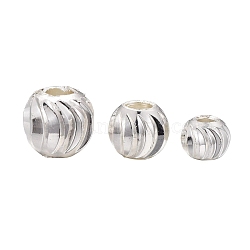 Rack Plating and Vacuum Plating Brass Corrugated Round Spacer Beads Set, Silver, 4~6mm, Hole: 1.5~2mm, 20Pcs/Size(KK-LS0001-10A-S)