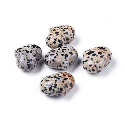 Natural Dalmatian Jasper Heart Love Stone, Pocket Palm Stone for Reiki Balancing, 20x25x11~13mm(G-F659-A15)
