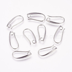 Brass Earring Hooks, with Horizontal Loop, Real Platinum Plated, 19x3x1mm, Hole: 2.5mm, 21 Gauge, Pin: 0.7mm(KK-P076-01)