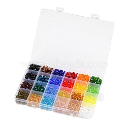 1080Pcs 24 Color Transparent Glass Bead, Faceted, Bicone, Mixed Color, 6x5.5mm, Hole: 1.2mm, about 30Pcs/color(GLAA-H026-02)