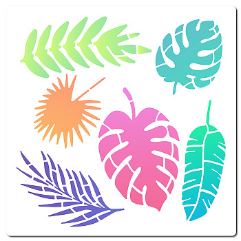 PET Plastic Hollow Out Drawing Painting Stencils Templates, Square, Leaf Pattern, 300x300mm