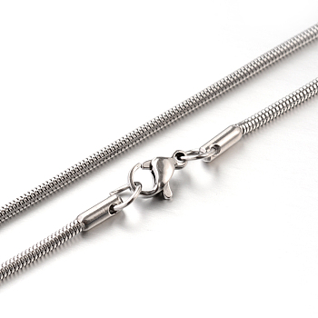 304 Stainless Steel Snake Chain Necklaces, Stainless Steel Color, 17.7 inch(45cm), 2mm