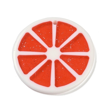 Resin Pendants, Fruit Lemon Slice Charms, Red, 36x2.5mm, Hole: 1.8mm