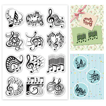 PVC Plastic Stamps, for DIY Scrapbooking, Photo Album Decorative, Cards Making, Stamp Sheets, Musical Note Pattern, 16x11x0.3cm