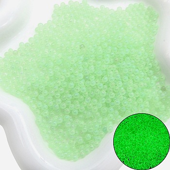 Luminous Transparent Glass Beads, No Hole Beads, Round, Pale Green, 3~3.5mm