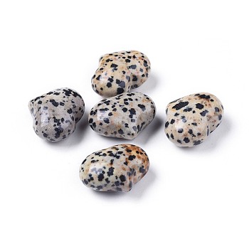 Natural Dalmatian Jasper Heart Love Stone, Pocket Palm Stone for Reiki Balancing, 20x25x11~13mm