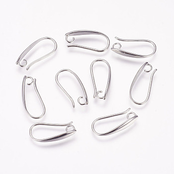 Brass Earring Hooks, with Horizontal Loop, Real Platinum Plated, 19x3x1mm, Hole: 2.5mm, 21 Gauge, Pin: 0.7mm