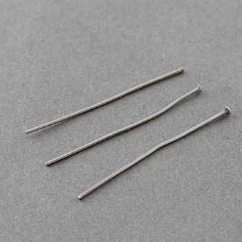 304 Stainless Steel Flat Head Pins, Stainless Steel Color, 30x0.7mm, 21 Gauge, Head: 1.5mm