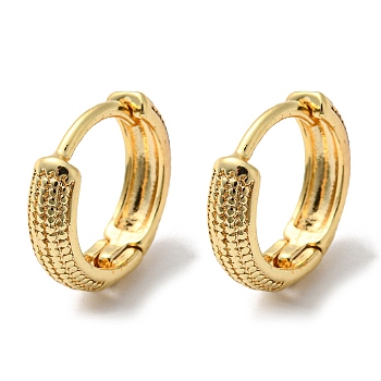 Brass Hollow Hoop Earrings, Real 18K Gold Plated, 13x14x3.5mm