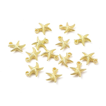 CCB Plastic Pendants, Starfish Charm, Golden, 16x15x4mm, Hole: 1.8mm