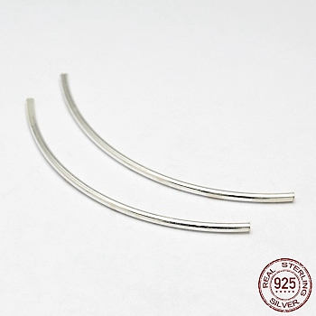 Tube 925 Sterling Silver Beads, Silver, 24~26x1.5mm, Hole: 1mm