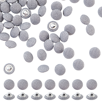 100Pcs 1-Hole Aluminum Buttons, with Polyester Covered, Clothes Coat Down Jacket Buckle, Platinum, Gray, 10x6mm, Hole: 0.8mm