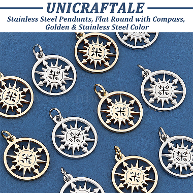 unicraftale 12pcs 2 couleurs 304 pendentifs en acier inoxydable(STAS-UN0038-92)-3