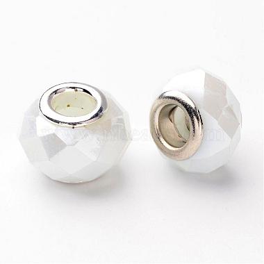 Imitation Jade White Faceted Glass European Rondelle Beads(X-GPDL-H008-3)-2