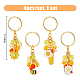 1 Set Flower/Bee/Orange Juice Alloy Enamel Pendant Keychain(KEYC-FH0001-38A)-2