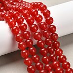 Natural & Dyed Malaysia Jade Bead Strands, Imitation Red Agate, Round, Red, 10mm, Hole: 1.0mm, about 38pcs/strand, 15 inch(X-G-A146-10mm-A02)