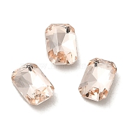 Glass Rhinestone Cabochons, Point Back & Back Plated, Faceted, Rectangle, Light Peach, 6x4x2mm(RGLA-P037-04A-D261)