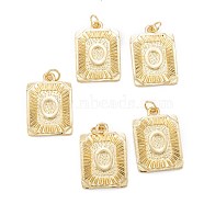 Brass Pendants, with Jump Ring, Long-Lasting Plated, Cadmium Free & Nickel Free & Lead Free, Rectangle with Alphabet, Real 18K Gold Plated, Letter.O, 23.5x16x2mm, Jump Ring: 5x0.7mm, 3.6mm Inner Diameter(KK-J279-58G-O)