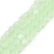Transparent Imitation Jade Glass Beads Strands, Faceted, Flat Round, Aquamarine, 5.5x3mm, Hole: 1.2mm, about 99~100pcs/strand, 20.08 inch~21.14 inch(51~53.7cm)(GLAA-N052-05B-B04)