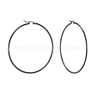 304 Stainless Steel Big Hoop Earrings, Hypoallergenic Earrings, Ring Shape, Gunmetal, 12 Gauge, 64~66x2mm, Pin: 0.7x1mm(EJEW-F105-02B)