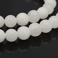 Natural Round White Jade Bead Strands, 10mm, Hole: 1mm, about 40pcs/strand, 15.7 inch(G-P070-01-10mm)